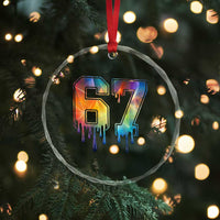 Funny Six Seven Prism Effect Printed Meme Crystal Glass Ornament