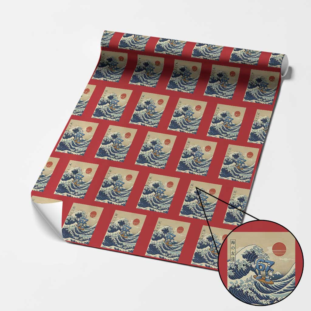 Funny Six Seven Surfing Wrapping Paper Roll The Great Wave Kanagawa Japanese 67 Brainrot Meme