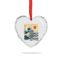 Funny Six Seven Surfing Heart Crystal Glass Ornament The Great Wave Kanagawa Japanese 67 Brainrot Meme