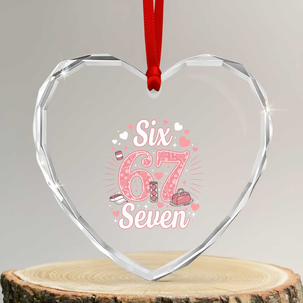 Funny Six Seven Tennis Meme Heart Crystal Glass Ornament Gen Z Valentine - Wonder Print Shop