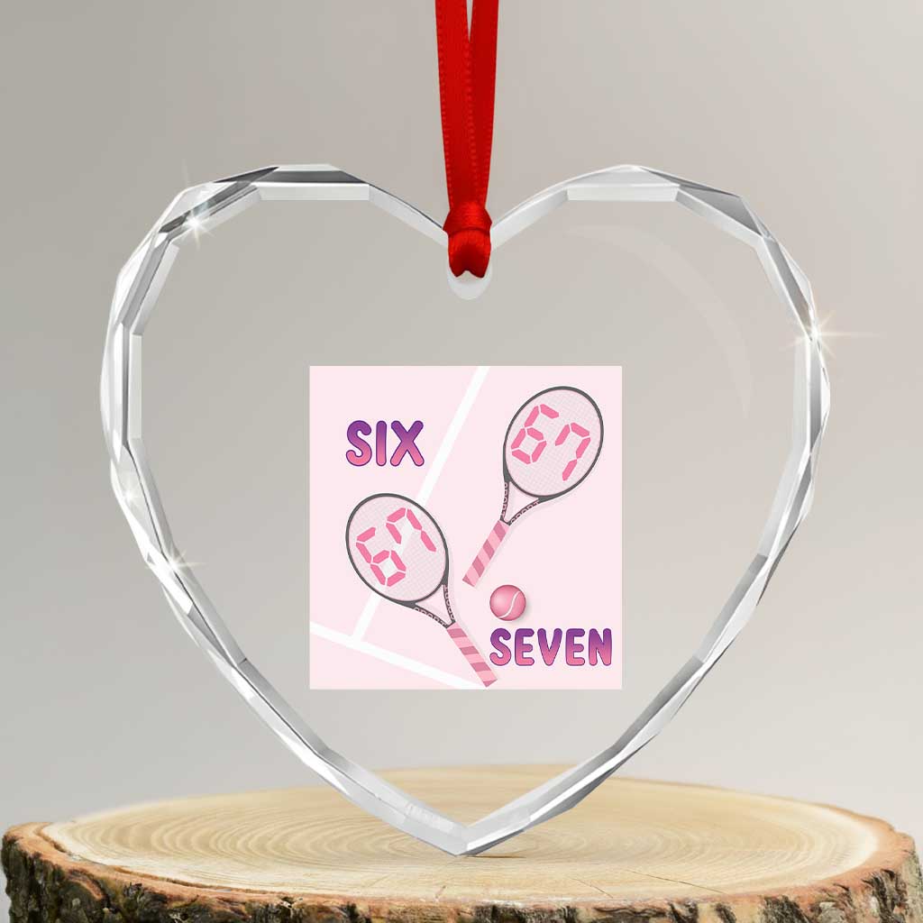 Funny Six Seven Tennis Meme Heart Crystal Glass Ornament Valentine For Women - Wonder Print Shop