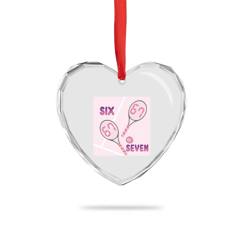Funny Six Seven Tennis Meme Heart Crystal Glass Ornament Valentine For Women - Wonder Print Shop