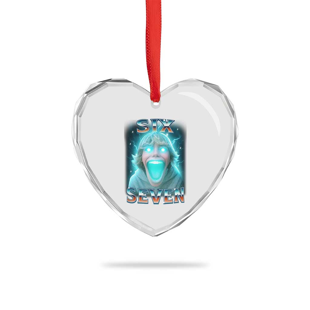 Funny Six Seven The Mason 67 Kid Gen Alpha Meme Heart Crystal Glass Ornament - Wonder Print Shop