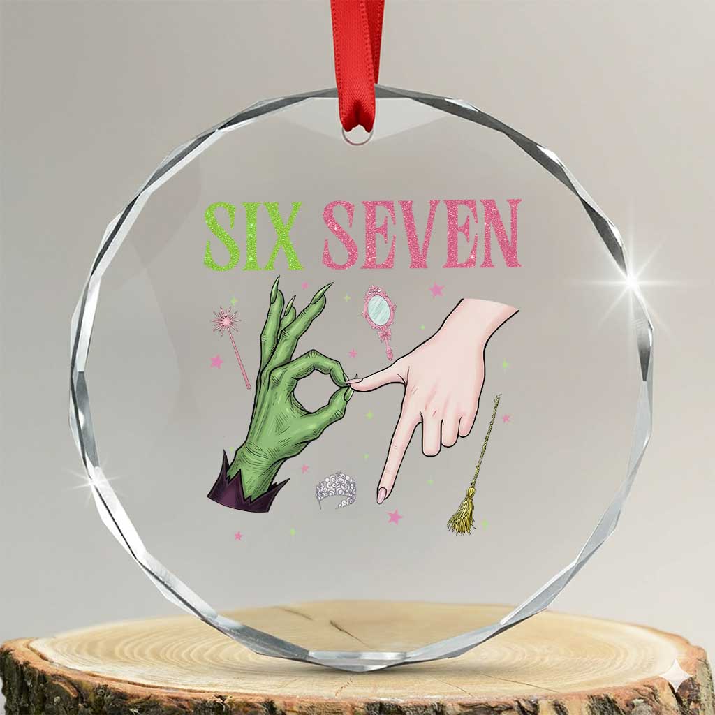 Funny Six Seven Witch Pink And Green Broomstick Magic Wand Crystal Glass Ornament - Wonder Print Shop