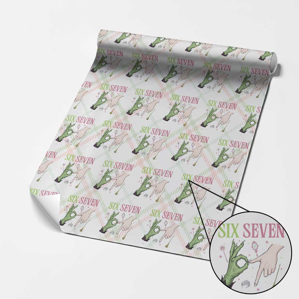 Funny Six Seven Witch Pink And Green Broomstick Magic Wand Wrapping Paper Roll - Wonder Print Shop