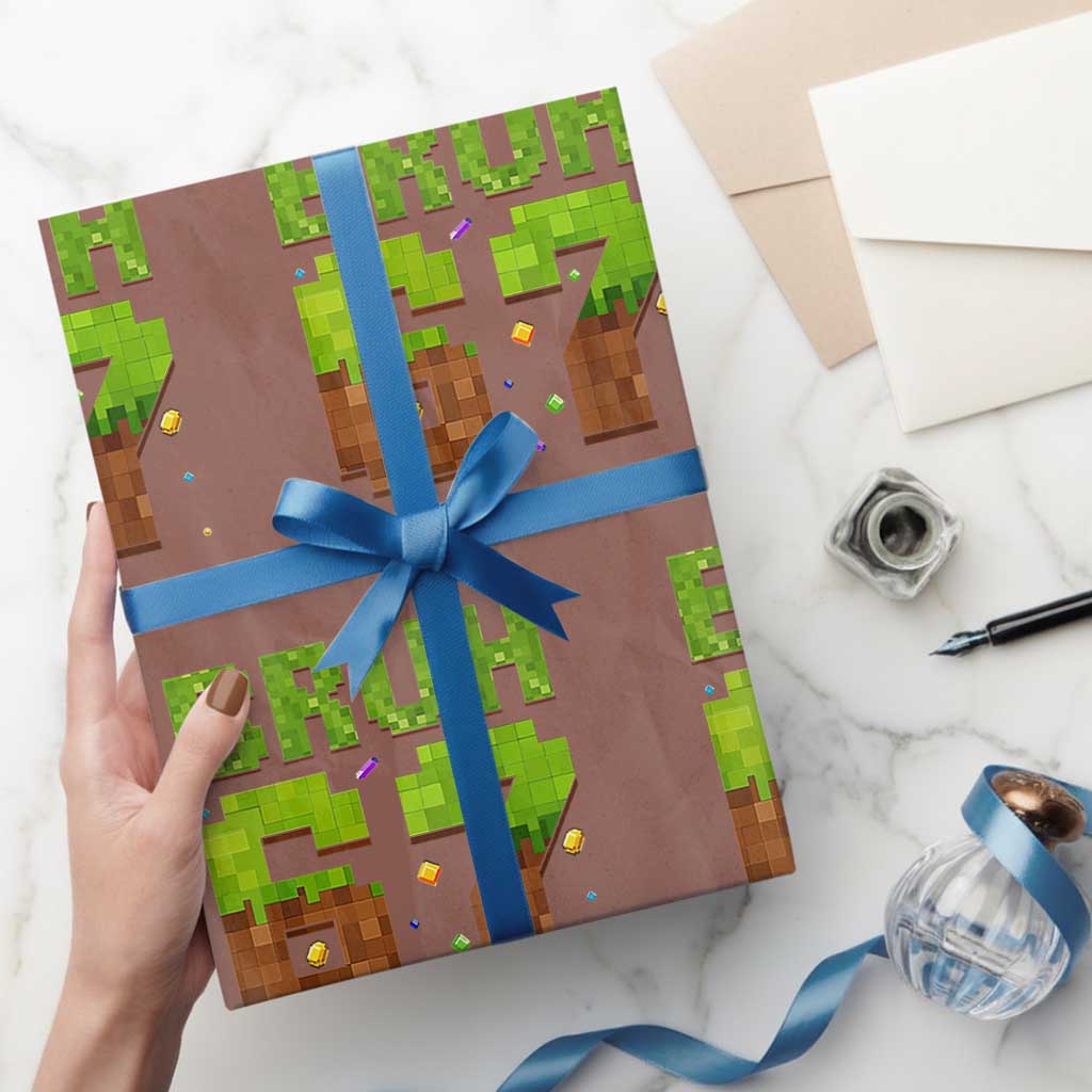 Funny Six Seven Wrapping Paper Roll 67 Meme 6 7 Boy Game Pixel Number - Wonder Print Shop