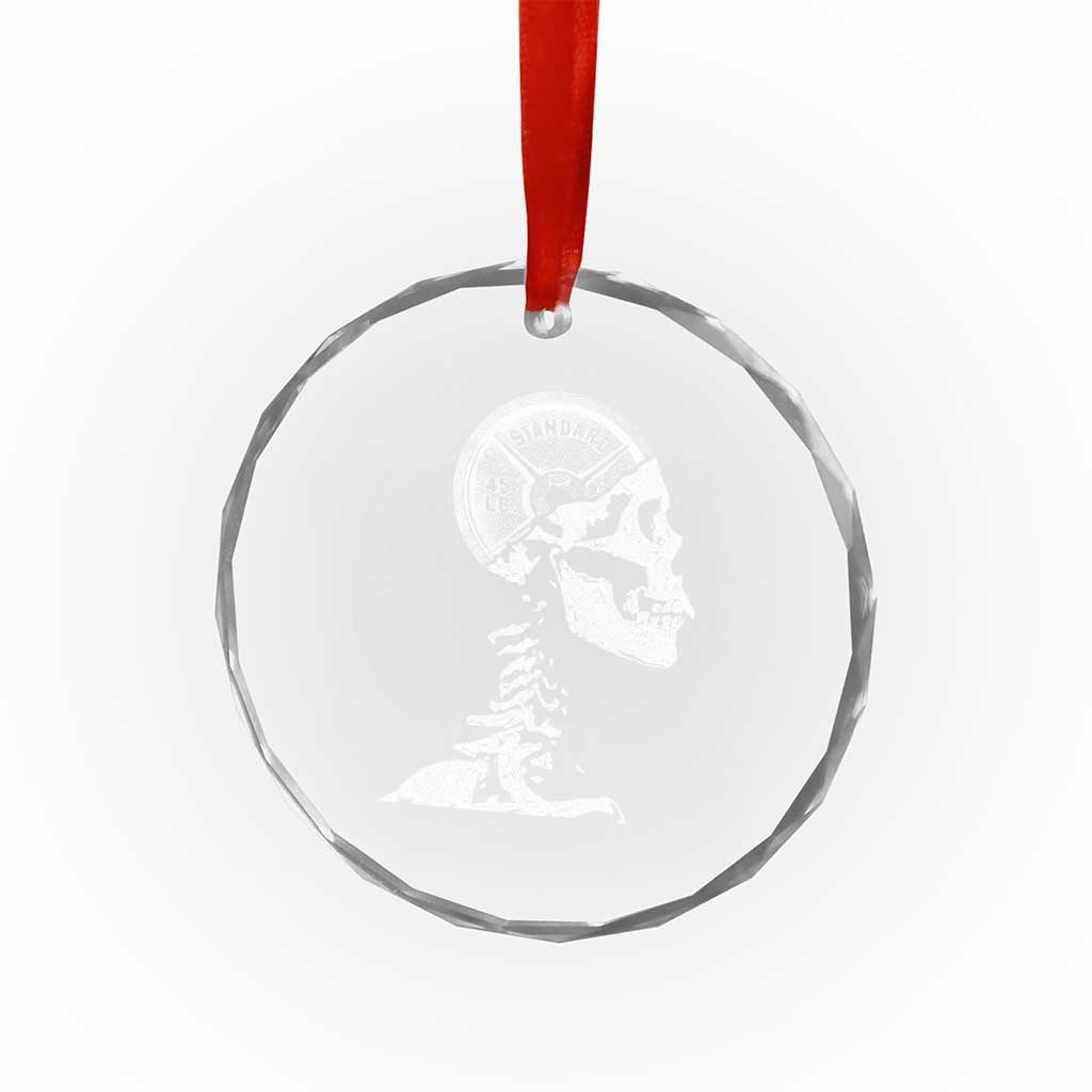 Funny Skeleton 45 lbs Plate Weight Lifting Gym Working Out Crystal Glass Ornament - Wonder Print Shop