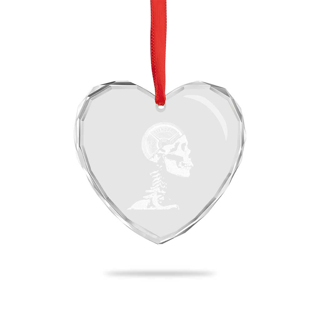Funny Skeleton 45 lbs Plate Weight Lifting Gym Working Out Heart Crystal Glass Ornament - Wonder Print Shop