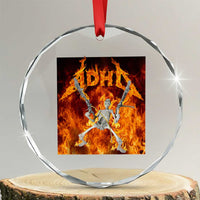 Funny Skeleton ADHD Crystal Glass Ornament Meme Flames Neurodivergent Gen Z TS10