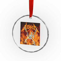 Funny Skeleton ADHD Crystal Glass Ornament Meme Flames Neurodivergent Gen Z TS10