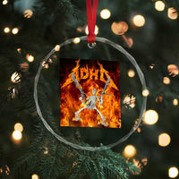 Funny Skeleton ADHD Crystal Glass Ornament Meme Flames Neurodivergent Gen Z TS10