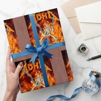 Funny Skeleton ADHD Wrapping Paper Roll Meme Flames Neurodivergent Gen Z - Wonder Print Shop