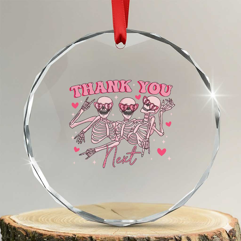 Funny Skeleton Anti Valentines Crystal Glass Ornament - Wonder Print Shop