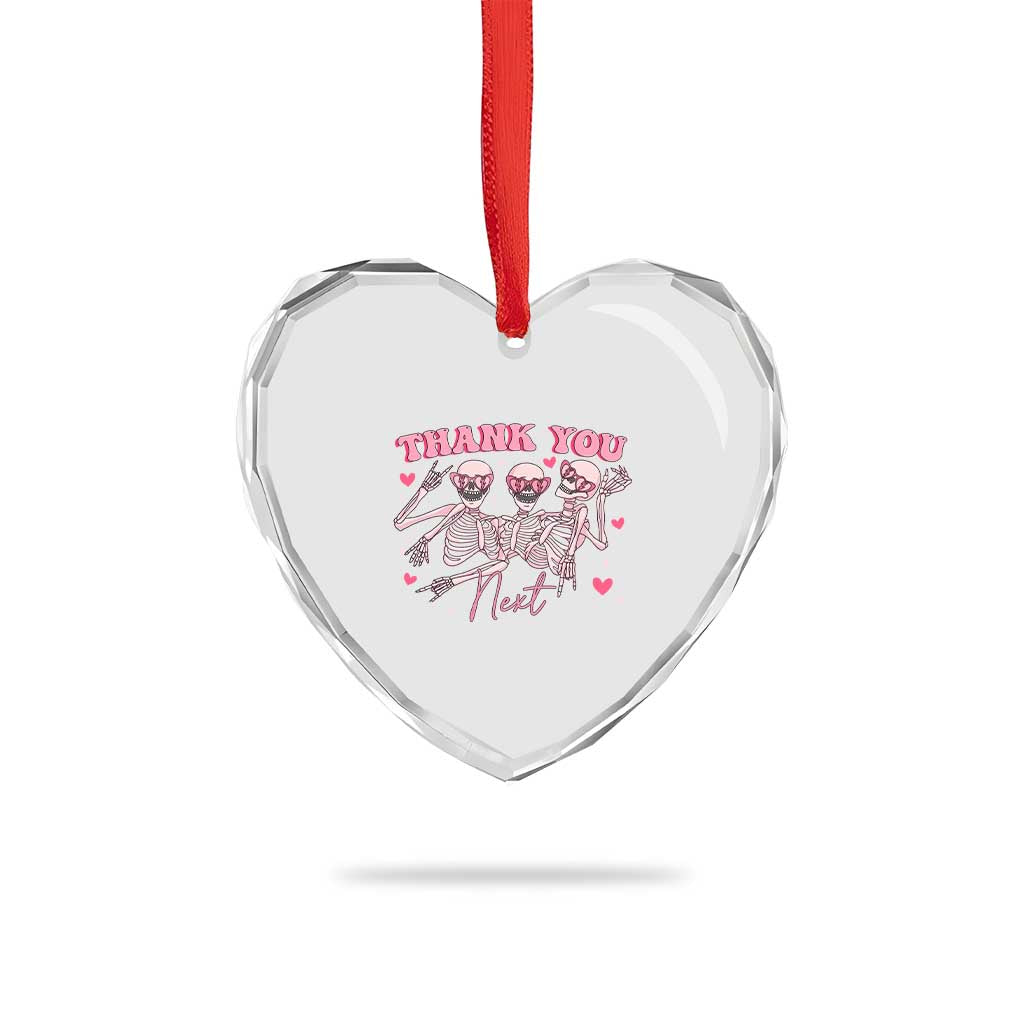 Funny Skeleton Anti Valentines Heart Crystal Glass Ornament - Wonder Print Shop