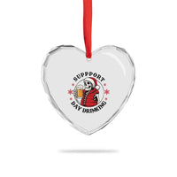 Funny Skeleton Beer Christmas Heart Crystal Glass Ornament Support Day Drinking - Wonder Print Shop