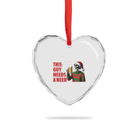 Funny Skeleton Beer Christmas Heart Crystal Glass Ornament This Guy Needs A Beer - Wonder Print Shop