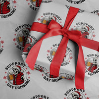 Funny Skeleton Beer Christmas Wrapping Paper Roll Support Day Drinking - Wonder Print Shop