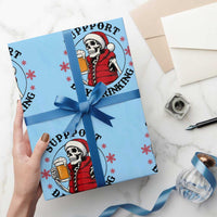Funny Skeleton Beer Christmas Wrapping Paper Roll Support Day Drinking - Wonder Print Shop
