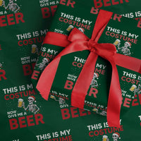 Funny Skeleton Beer Christmas Wrapping Paper Roll This Is My Costume Now Give Me A Beer - Wonder Print Shop