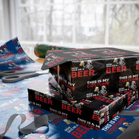 Funny Skeleton Beer Christmas Wrapping Paper Roll This Is My Costume Now Give Me A Beer - Wonder Print Shop