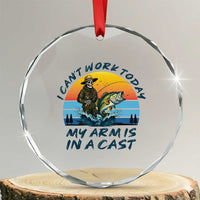 Funny Skeleton Camo Fishing Crystal Glass Ornament I Can Not Work Today My Arm Is In A Cast - Wonder Print Shop
