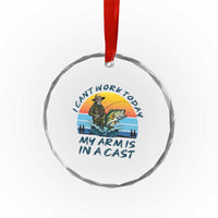 Funny Skeleton Camo Fishing Crystal Glass Ornament I Can Not Work Today My Arm Is In A Cast - Wonder Print Shop