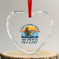 Funny Skeleton Camo Fishing Heart Crystal Glass Ornament I Can Not Work Today My Arm Is In A Cast - Wonder Print Shop