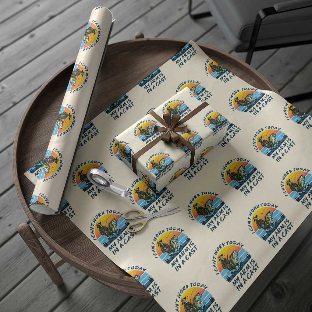 Funny Skeleton Camo Fishing Wrapping Paper Roll I Can Not Work Today My Arm Is In A Cast - Wonder Print Shop