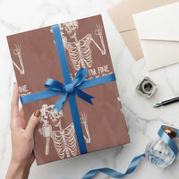 Funny Skeleton Wrapping Paper Roll It's Fine I'm Fine Everything's Fine Never Better Drinking Coffee