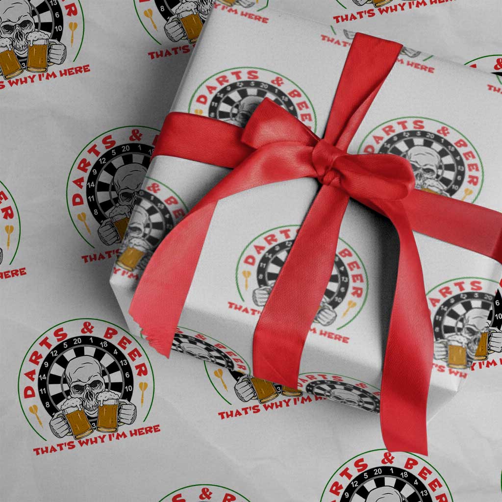Funny Skeleton Darts Player Beer Lover Wrapping Paper Roll That Is Why I Am Here - Wonder Print Shop