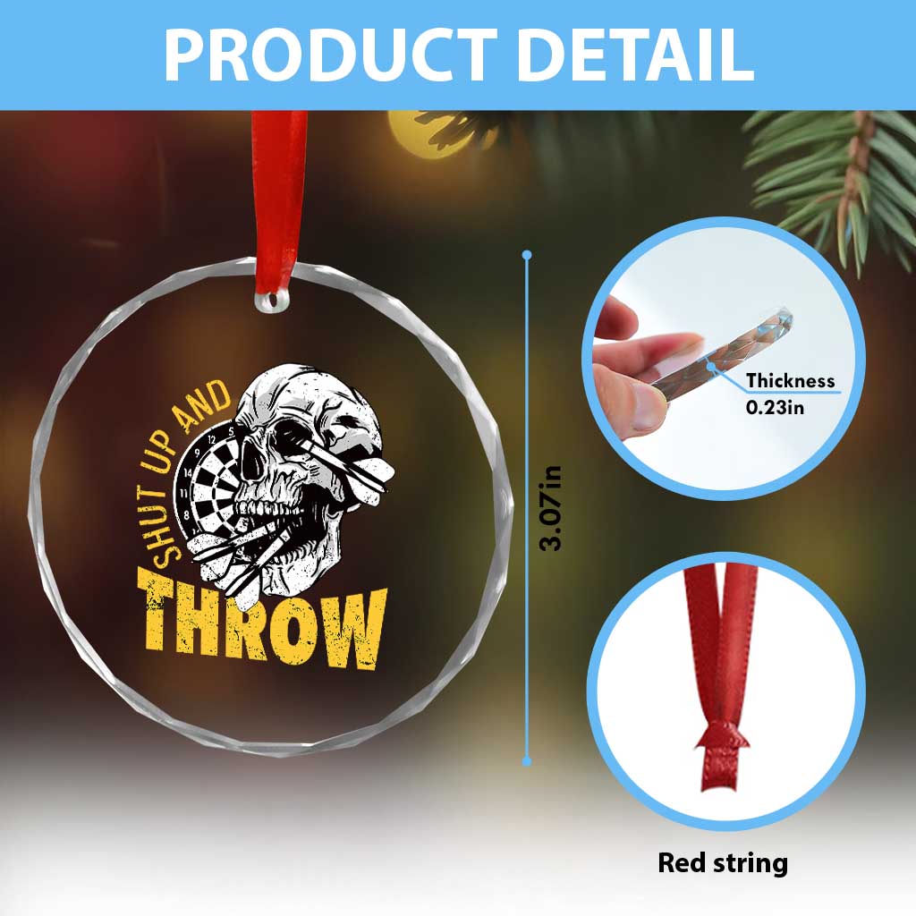 Funny Skeleton Darts Player Crystal Glass Ornament I Suck At Darts - Wonder Print Shop