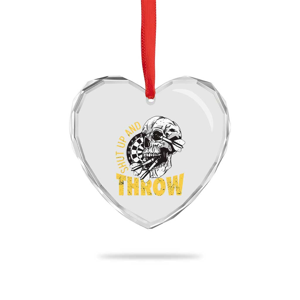 Funny Skeleton Darts Player Heart Crystal Glass Ornament I Suck At Darts - Wonder Print Shop