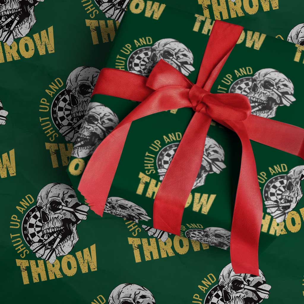 Funny Skeleton Darts Player Wrapping Paper Roll I Suck At Darts - Wonder Print Shop