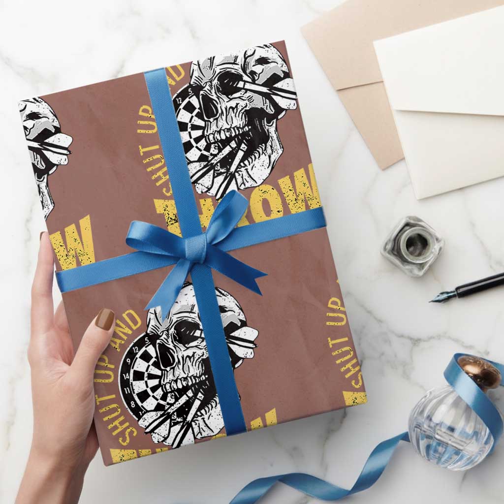 Funny Skeleton Darts Player Wrapping Paper Roll I Suck At Darts - Wonder Print Shop