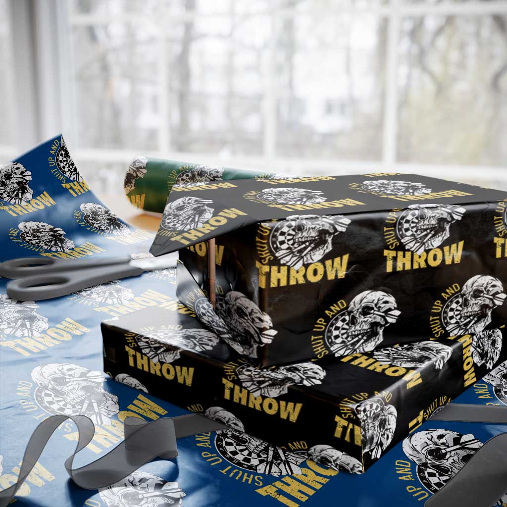 Funny Skeleton Darts Player Wrapping Paper Roll I Suck At Darts - Wonder Print Shop