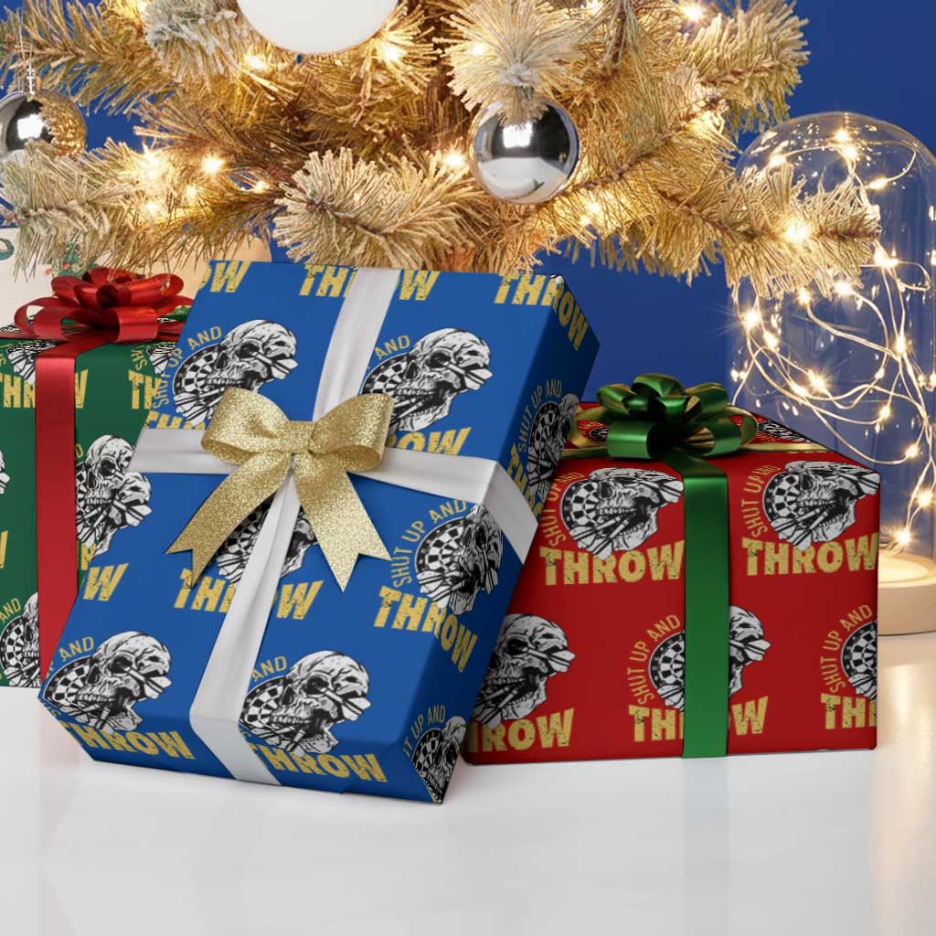 Funny Skeleton Darts Player Wrapping Paper Roll I Suck At Darts - Wonder Print Shop