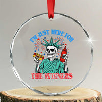 Funny Skeleton Lady Liberty Crystal Glass Ornament I'm Just Here For The Wieners 4th Of July Hot Dog TS02