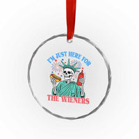 Funny Skeleton Lady Liberty Crystal Glass Ornament I'm Just Here For The Wieners 4th Of July Hot Dog TS02