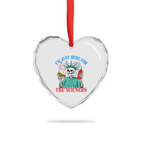 Funny Skeleton Lady Liberty Heart Crystal Glass Ornament I'm Just Here For The Wieners 4th Of July Hot Dog - Wonder Print Shop