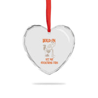 Funny Skeleton Let Me Overthink This Heart Crystal Glass Ornament Sarcastic Dark Humor Quote