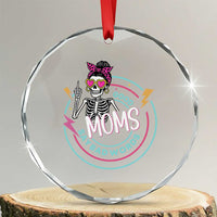 Funny Skeleton Mom Graphic Crystal Glass Ornament Good Moms Say Bad Words