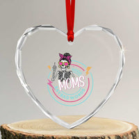 Funny Skeleton Mom Graphic Heart Crystal Glass Ornament Good Moms Say Bad Words