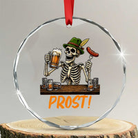 Funny Skeleton Oktoberfest Crystal Glass Ornament Prost Beer Lover Bavarian Gift