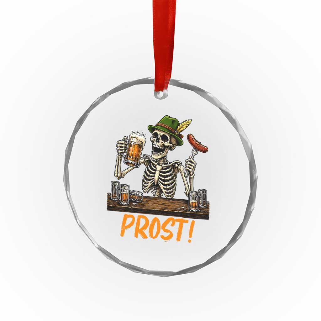 Funny Skeleton Oktoberfest Crystal Glass Ornament Prost Beer Lover Bavarian Gift