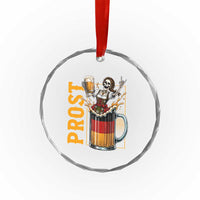 Funny Skeleton Oktoberfest Crystal Glass Ornament Spooky Prost German Beer Drinker Graphic