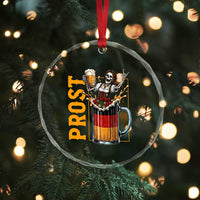 Funny Skeleton Oktoberfest Crystal Glass Ornament Spooky Prost German Beer Drinker Graphic