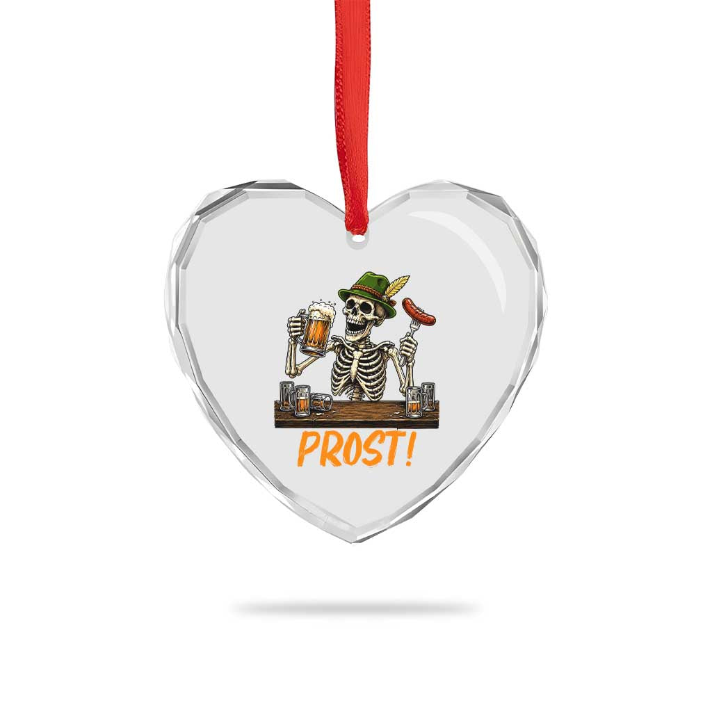 Funny Skeleton Oktoberfest Heart Crystal Glass Ornament Prost Beer Lover Bavarian Gift