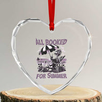 Funny Skeleton Reading At The Beach Heart Crystal Glass Ornament All Booked For Summer