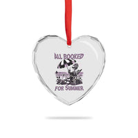 Funny Skeleton Reading At The Beach Heart Crystal Glass Ornament All Booked For Summer