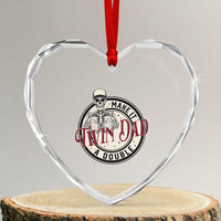 Funny Skeleton Twin Dad Make It A Double Heart Crystal Glass Ornament Expecting Fathers Day Gift